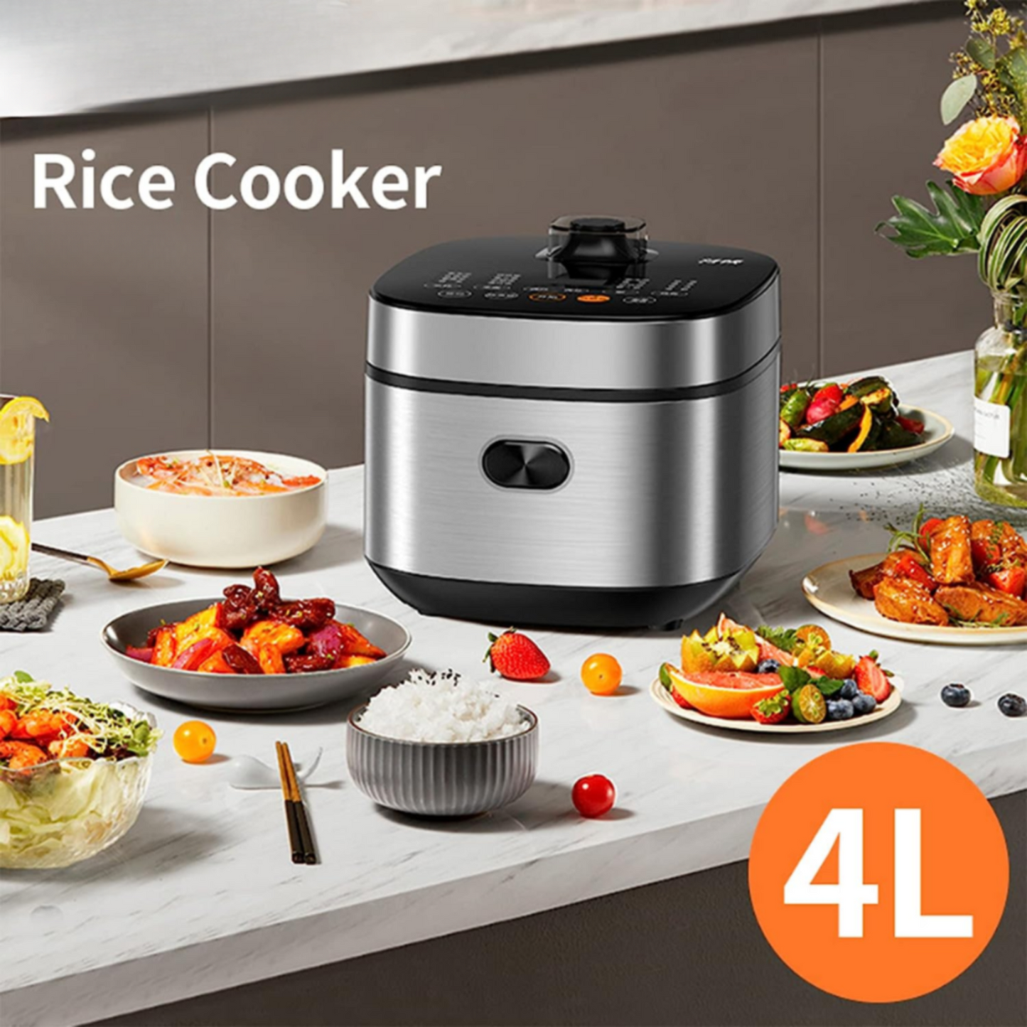 4L Rice Cooker – 860W Non-Stick, Keep Warm & LED Display