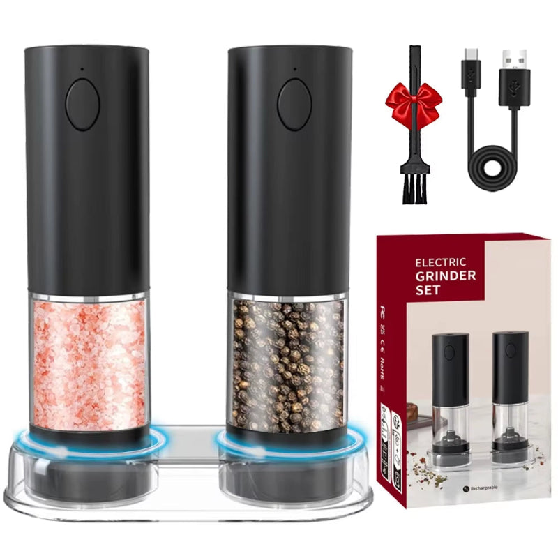Electric Pepper Grinder Stainless Steel Salt and Pepper Grinder USB Rechargeable Adjustable Coarseness Spice Mill Kitchen Tool