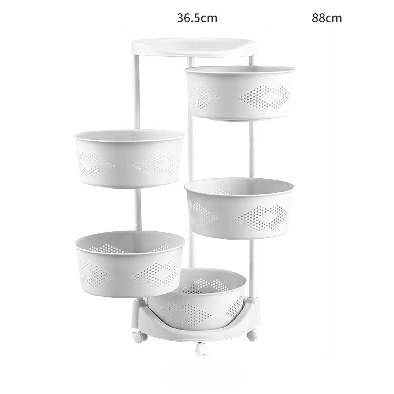 Multi-Purpose Plastic Storage Organizer with Rolling Wheels - Household Floor Standing Rack for Clothes, Toys, and Dormitory Use