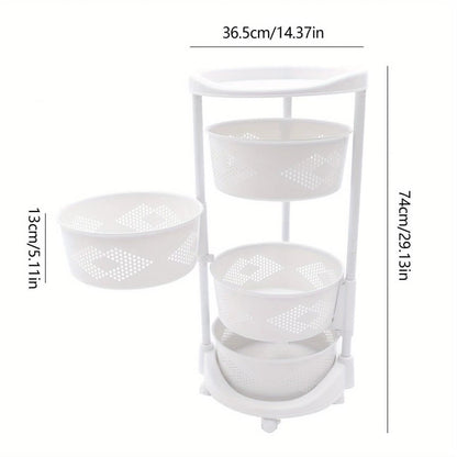 Multi-Purpose Plastic Storage Organizer with Rolling Wheels - Household Floor Standing Rack for Clothes, Toys, and Dormitory Use