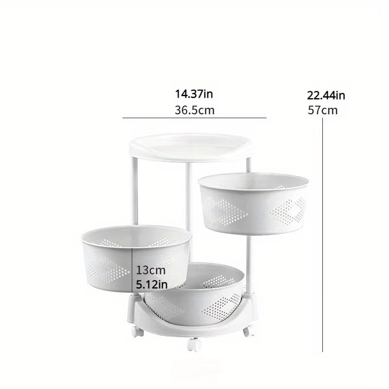 Multi-Purpose Plastic Storage Organizer with Rolling Wheels - Household Floor Standing Rack for Clothes, Toys, and Dormitory Use